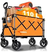 Collapsible Wagon Cart with Wheels, Heavy DutyFoldable Wagon Cart with 230lbs Weight Capacity, Ut...