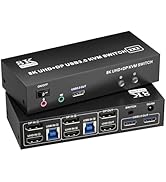 HDMI Displayport KVM Switch 2 Monitors 2 Computers 8K@60Hz 4K@60Hz,Dual Monitor Switch for 2 Comp...