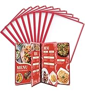 FLKQC 10 Pack 8 View Restaurant Menu Covers, Fits 8.5" x 11" Paper, Transparent Recipe Menu Cover...