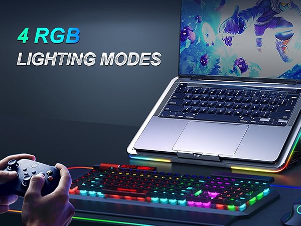 4 Modes RGB Light, 7 Height &amp; Adjust Speed, 2 USB Port &amp; Phone Holder
