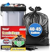 Teivio 40-45 Gallon 60 Counts Large Multipurpose Trash Bags w/Ties,39,40,42,44,45 Gal,Heavy Duty ...