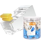 Therathy Cat 6 Shielded Pass Through RJ45 Connectors, Supports 24 to 26 AWG RJ45 Crimp Ends STP N...