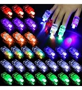 210 Pcs LED Finger Lights, 7 Colors Finger Flashlights, Battery Powered Light Up Finger Ring Toys...