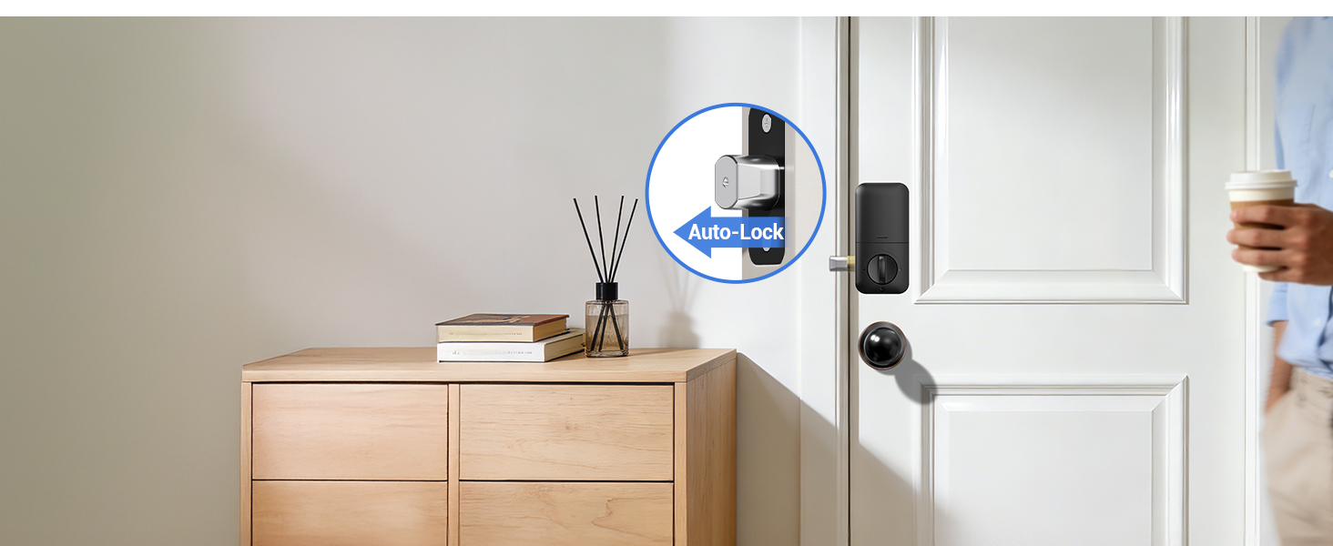 Set auto-lock between 10-99 seconds for hands-free operation.