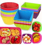 XANGNIER Silicone Lunch Box Dividers,40 Pcs Silicone Cupcake Liners,Silicone Muffin Cups,Bento Bo...