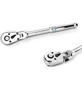 DURATECH 3/8-Inch Flex-Head Ratchet, 90-Tooth Quick-Release Ratchet Wrench | Socket Wrench with 1...