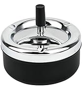 Round Push Down Ashtray with Spinning Tray Metal Cigarette Ash Tray Large 5.2 Inches Home Ashtray...