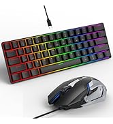 Nsyee Portable 60% Mechanical Gaming Keyboard, RGB Backlit 61 Keys Ultra-Compact Game Keyboard wi...