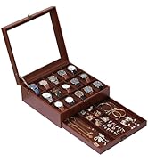 AUTOARK Premium 2-Layer Watch Box Organizer with Lock,Holds 15 Watches + Jewelry,Drawer for Rings...