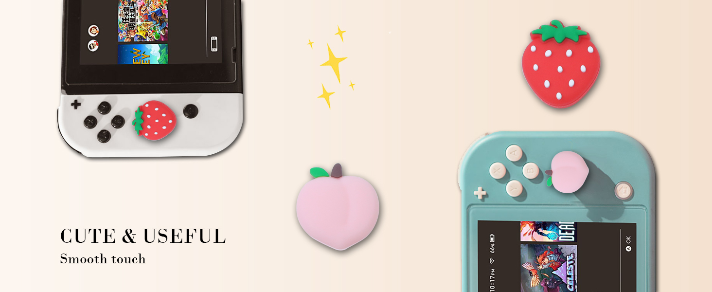 Switch joycon thumb grips strawberry peach