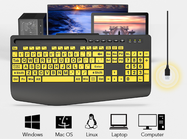desktop laptop office windows keyboard Multi-system compatibility