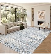 Rugxara Blue 8x10 Area Rugs,Large Soft Rugs for Living Room, Blue Washable Rug, Modern Abstract R...