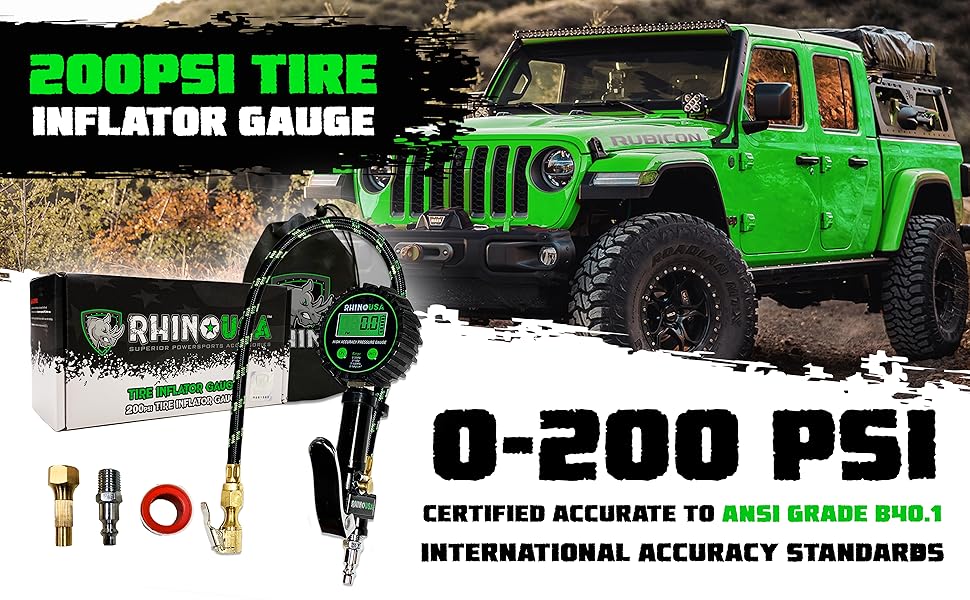 rhino usa 200psi tire inflator gauge