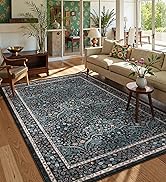 Lahome Floral Washable Area Rugs 5x7, Soft Black Rugs for Living Room Bedroom, Boho Non Slip Low ...