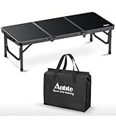 Anbte 3ft Low Folding Picnic Table, Thicker Aluminum Small Camping Table with Storage Bag, Portab...