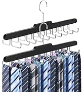 2PC Tie Rack Hanger for Closet Fitnice Upgraded Non Slip Tie Holder Organizer Space Saving with 2...