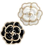 LIOUCBD 2 Pieces Camellia Flower Brooch Pin for Women, Gold Elegant Rose Pearl Brooches, Plated D...