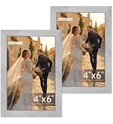 FIXSMITH 4x6 Picture Frame Set of 2, 4x6 Photo Frames with HD Plexiglass for Wall Hanging or Tabl...