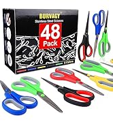 Scissors, BURVAGY 8" Multipurpose Scissor Bulk 48 Pack, Comfort Grip Handles Ultra Sharp Blade Sh...