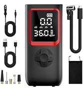 Tire Inflator Portable Air Compressor - 150PSI Portable Tire Inflator with Pressure Gauge, 4X Fas...