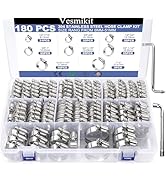 Hose Clamp Assortment- Vesmikit 180 PCS Stainless Steel Hose Clamps Kit 1/4"–2"(6-51mm) Worm Gear...