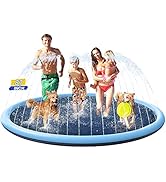 87inch Dog Splash Pad Non-Slip Large, Pet Dogs Cool Sprinkler Pool Heavy Duty XL Splash Pads for ...
