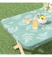 misaya Rectangle Vinyl Tablecloth, Fitted Table Cover, 100% Waterproof, Elastic Edge, Plastic Tab...
