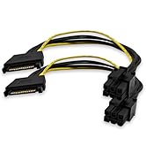 XANHAM 2-Pack 7.8 Inch 15 Pin SATA to 6 Pin PCI Express Card Power Cable Adapter, Male to Male