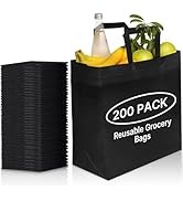 200 Pack of Black Reusable bags Medium Size