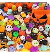 OCATO 50Pcs Halloween Mochi Squishy Toys with Pumpkin Bucket for Kids | Halloweens Toys Trick or ...