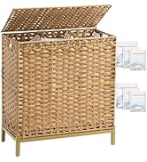 SETVSON Laundry Hamper with Lid 132 L, (35 Gallons) Clothes Hamper with Lid, Handwoven Rattan Lau...