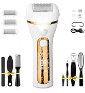 PUBOO Foot Callus Remover Electric 10000 RPM 3-Speed IPX7 Recharge Pedicure Kit for Hard Skin Wom...
