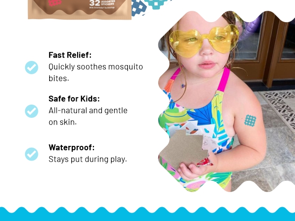 safe for kids, waterproof, fast relief, itch relief, bug bites