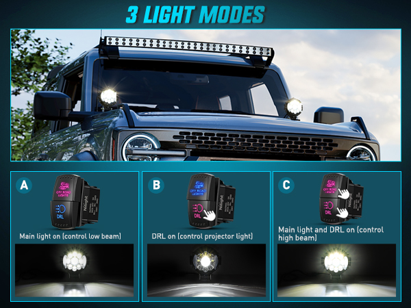 3 lighting modes