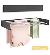 Vikaqi Wall Mounted Clothes Drying Rack, Foldable Wall Mount Laundry Drying Rack Folding Indoor, ...