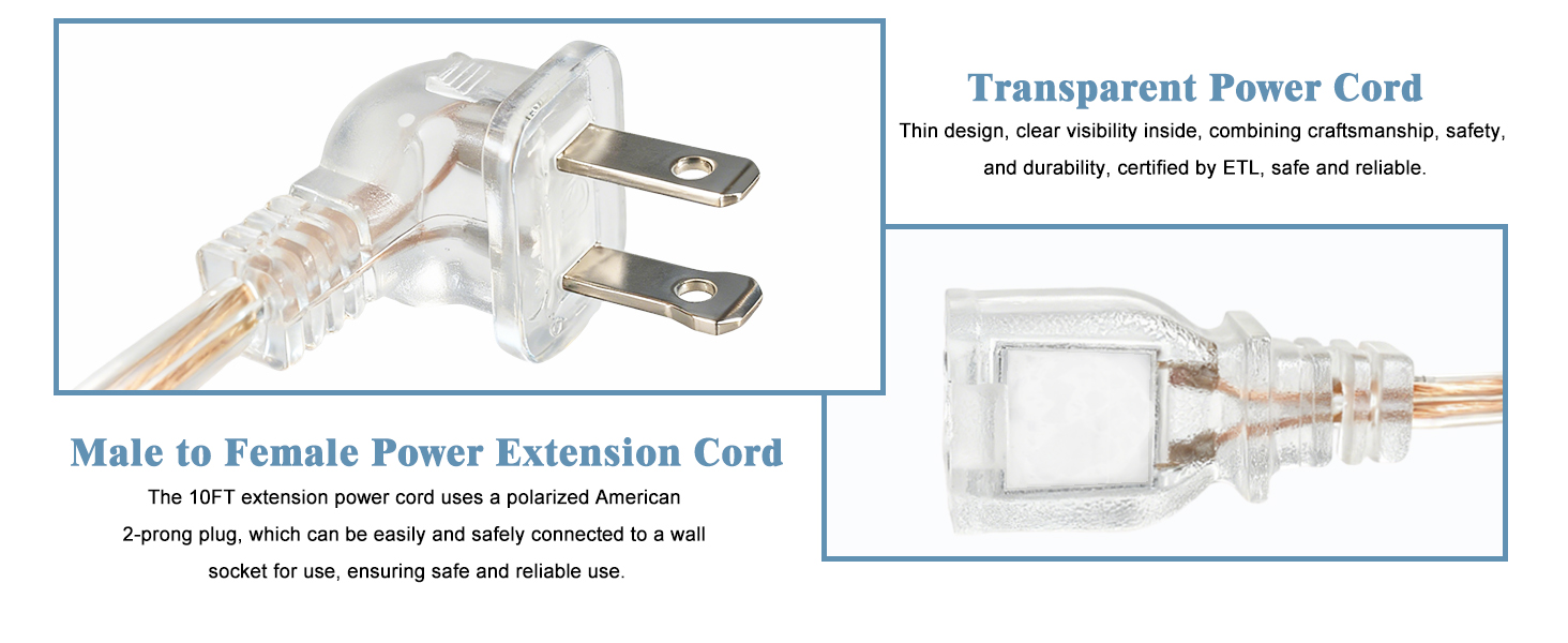 extension cord 2 prong clear extension cord