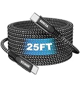 USB C to USB C Cable 25ft, Super Long 60W Type C to C Charging Cord Braided USB 2.0 Data Transfer...