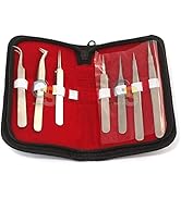 SET OF 7 PCS STAINLESS STEEL TWEEZERS WATCH WATCHMAKER CRAFTS JEWELRY REPAIR TOOL SET by G.S ONLI...