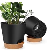 YNNICO 8-Inch Plant Pots, Self-Watering Planters with Drainage Holes &amp; Saucers for Indoor and Out...