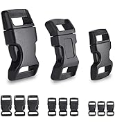60 Pack Paracord Bracelets Buckles, 5/8, 1/2 and 3/8 Inch Contoured Paracord Buckles, Plastic Sid...