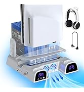 SOTY PS5/Slim/Pro Stand and Cooling Station with RGB lights; Controller Charging Station for Play...