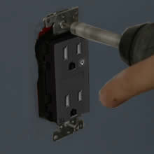 Black Receptacle Outlet with Night Light,Tamper-Resistant,15A,2 Pole,Standard Electrical Outlets 