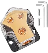 NuIth 1PC 2 Way Copper Power Distribution Block, 0/2/4 Gauge in 4/8 Gauge Out Auto Car Audio Dist...