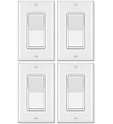 [4 Pack] BESTTEN 4-Way Decorator Wall Light Switch with Wallplate, 20A 120/277V, On/Off Paddle Ro...