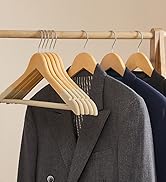 SONGMICS Velvet Wooden Hangers, Set of 20 Wooden Hangers with Velvet Surface, Non-Slip Coat Hange...