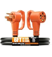 6 FT 50 Amp RV Extension Cord, Nema 14-50P to 14-50R, Flexible 4 Prong Heavy Duty RV Power Cord W...