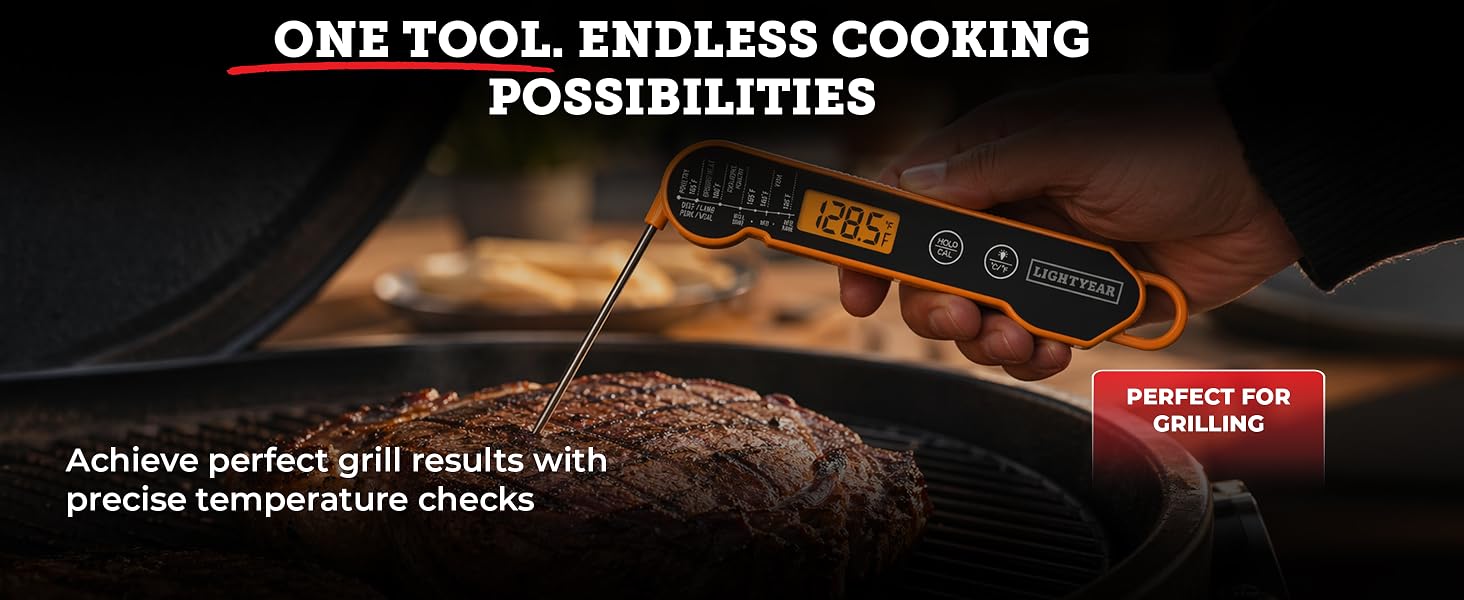 thermometer being used across multiple cooking methods including roasting, grilling and BBQ