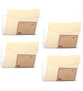 EASEPRES 4 Pack Clear Single Pocket Hanging File Organizer, Plastic Wall Mount Paper Mails Magazi...