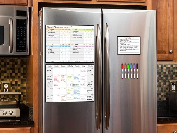 colorful chore chart and monthly calendar bundle set