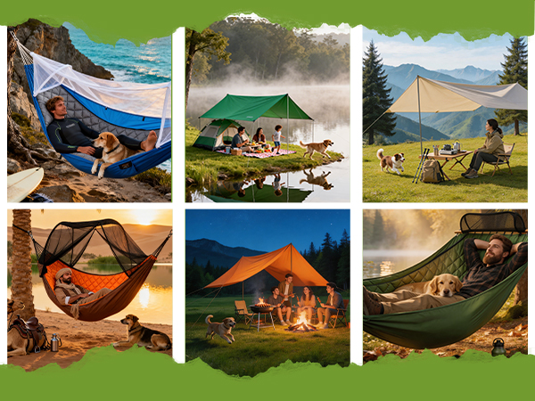 CROSSHIP Camping Hammock with Mosquito Net with Built-in Underquilt &amp; Hammock Rain Fly Tarp